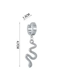 1对时尚不锈钢蛇形耳环，男女通用 - 蛇形耳墜 - 查看 2