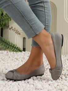 Women's Comfortable Slip-On Flats, Stylish Casual Shoes For Office Work, Outdoor Walking, Parties And Everyday Wear, Lightweight & Versatile  Plain / Plain Toe    Home - Xám - Xem 12