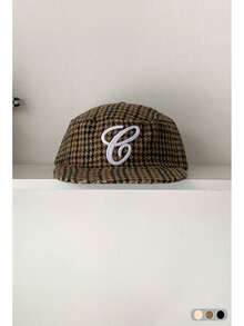 1 peça Boné de aba reta com cano alto, boné retrô de skate com 5 painéis, chapéu feminino com aba camuflada, boné de beisebol xadrez de veludo cotelê com letras americanas originais da BiteBerry, chapéu de sol casual simples e moderno unissex de veludo cotelê, boné estilo hippie chic para skatistas de rua ao ar livre - Boné de beisebol símbolo - Ver 11