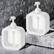 2 pièces Distributeur de savon transparent, distributeur de savon liquide pour salle de bain - avec pompe anti-rouille, convient pour l'évier de cuisine, la salle de bain, cadre décoratif noir/blanc distributeur de savon carré transparent rechargeable