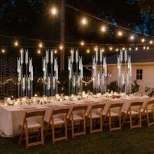Vincidern 10Pcs 38.5inch Floor Candelabra Wedding Centerpieces For Table ,8Arm Clear Candlestick Holders With Acrylic Lampshade For Home Decor Birthday Anniversary Party Christmas Halloween Decoration,(Fit 0.8" Led Candles) - 透明(10張) - 查看 12