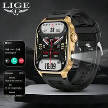 LIGE新款智能手表拥有370毫安时大容量电池、100+种运动模式、跑步计时、睡眠监测、音乐播放、多个表盘自定义开关、防水时尚运动手表 - 黑色 - 查看 16