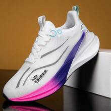 أحذية الجري الخارجية للرجال لنصف ماراثون، أحذية الجري ذات اللوحة الكربونية، أحذية رياضية للنساء مع امتصاص الصدمات، أحذية رياضية كاجوال مضادة للانزلاق - ازرق وابيض - مشاهدة 14