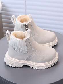 1双女童冬季新款软底时尚百搭户外防滑保暖靴 - 米色 - 查看 4