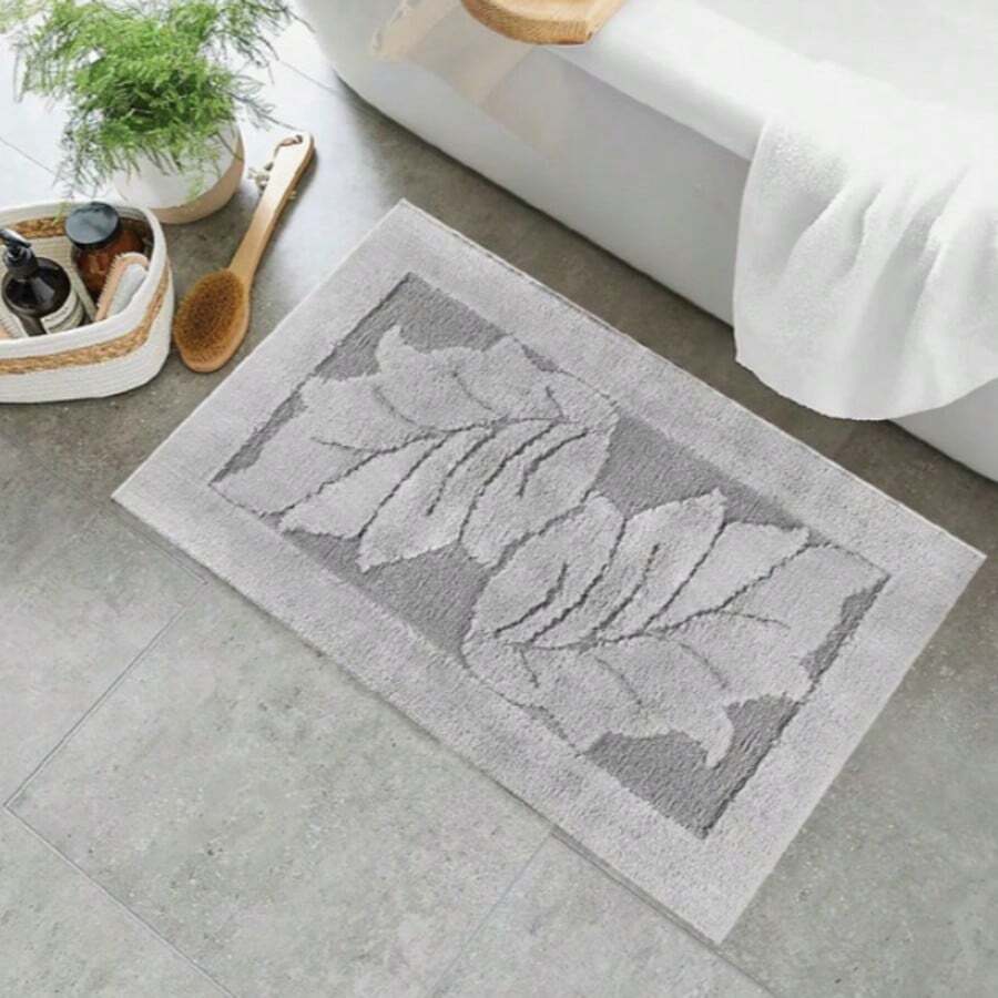 100% Cotton Non-Slip Bath Mat 40x70 Cm – Soft, Absorbent, Machine Washable | Made In Turkey - Black - View 1