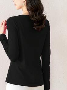 1pc Women's Off-Shoulder Long Sleeve T-Shirt, Fashionable And Stylish, High-End Vibe, Autumn/Winter 2025 New Arrival