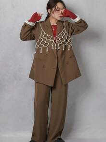 1pc White Minimalist Design Cute & Sweet Pearl Strap Camisole, Versatile Beaded Tank Top, Fashionable Pearl Body Chain, Women Outfit - White - View 2