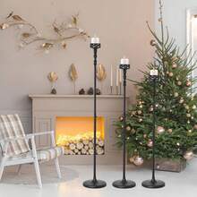 3pcs Adjustable Metal Floor Candle Holder,Black Gothic Candle Holder For Wedding Party Home Candles Holder For Ceremony Fireplace Mantel Decor,Mother's Day Decorations - 黑 - 查看 5