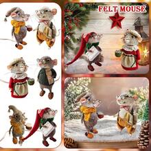Christmas Needle Felted Mouse Cute Needle Felted Mouse Handmade Material Package Wool Felted Felt Mice Figurine For Christmas Mouse Ornament - Multicolor - View 2