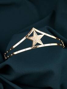 1 pieza Corona de aleación con estrella de cinco puntas al estilo europeo y americano, disponible en varios colores, para fiesta de cumpleaños de niñas, decoración de boda, fiesta de disfraces de Halloween, coronas, tiaras, guirnaldas para el cabello, diademas, accesorios para el cabello, novia, accesorios para el cabello para mujeres - A332-D10 - Ver 3