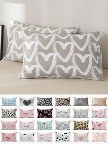 1pc/2pcs/4pcs Black And White Heart Pattern Pillow Cover Set (Pillow Inner Not Included), Soft & Comfortable, Suitable For All Seasons