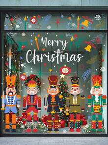 Christmas Nutcracker Window Cling Film, Glass Window Sticker, Christmas Holiday Home Office Decor Christmas Decoration Christmas Tree Gift Decor Thanksgiving Wedding Home Decor Autumn Decor Birthday Decorations For Gifts Party Supplies Halloween Decor Wall Decor Halloween Ornaments Christmas Decoration Christmas Tree Gift Decor Thanksgiving Wedding Home Decor Autumn Decor Birthday Decorations For Gifts Party Supplies Halloween Decor Wall Decor Halloween Ornaments - Multicolor - View 2