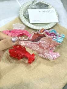 1pc Cute Ocean Creature Seashell, Jellyfish, Lobster Shaped Hair Claw Clip, New Design, Suitable For Bun Hairstyle Decoration, Holiday Gift Fall Winter Hair Clip Hair Accessories For Women For Vacation Outfits Woman Elegant Hair Clutch