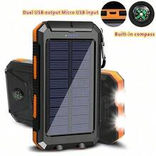 Solar Charger Power Bank,10000 MAh Portable Charger Dual USB Out Port Built-In LED Flashlight And Compass For All Cell Phone And Electronic Devices - Orange - View 9
