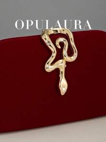 OpulAura 女士复古时尚天鹅绒手拿包，蛇扣设计，欧美风格，高端简约盒形手提包，适合婚礼、庆典、正式活动、派对、单肩包、高品质链条肩带 - 酒紅色 - 查看 5
