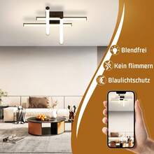 Glitzerlife Ceiling Lamp LED Ceiling Light Hallway Lamp - 24W Black Bedroom Lamp 3000K Warm White Ceiling Lamps Inside Modern Design Kitchen Lamp For Kitchen Bedroom Staircase Living Room Office - 4. Ngọn lửa - Xem 4