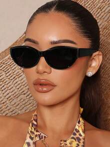 一副女士亚克力休闲复古椭圆猫眼时尚眼镜，适合度假、日常佩戴、夏季海滩度假、户外活动和旅行，也可作为节日礼物。 - 彩色 - 查看 1