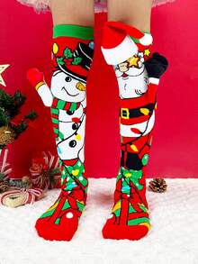 1 Pair Children's Christmas 3D Decor Over-The-Knee Socks, Suitable For Children's Christmas Party Costumes And Holiday Gifts - Red - View 7