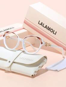 LALAMOLI LALAMOLI ovale Vollrahmen-Klarglas-Brille mit Ausschnitt-Dekor Design, geeignet für den täglichen Gebrauch und als Geschenk
