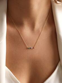 12种颜色可选，可定制诞生石项链，生日和节日的完美礼物，适合日常佩戴、节日庆典、宴会、派对及各种场合。独特设计，个性化定制，时尚精致。 - 彩色 - 查看 5