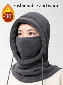 Winter Outdoor Cycling Balaclava Hat, Windproof Warm Fleece Neck Gaiter, Fashionable Casual Polyester Solid Color Beanie Cap Autumn Decor,Summer,Beach - Hat - View 11