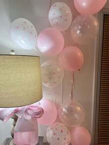 60 个/套粉色蝴蝶结乳胶气球，12 英寸浅粉色透明白色蝴蝶结印花气球，蝴蝶主题生日派对装饰适合女性生日、单身派对、新娘送礼会、婚礼、周年纪念、圣诞节装饰 - 粉色 - 查看 4