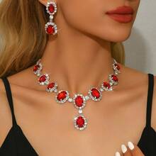 1 SET Of Elegant And Light Luxury Jewelry, A Two-Piece Set Of Engagement And Wedding Banquet Evening Dress Accessories, A Beautiful Gift For Your Girlfriend - màu xanh lá - Xem 3