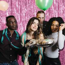 1/2/4/5/6 paquets Rideaux de fond à franges en feuille rose clair, banderoles à franges pour décorations de fête d'anniversaire, rideau de fond à franges pour remise de diplômes, révélation du sexe, fête disco