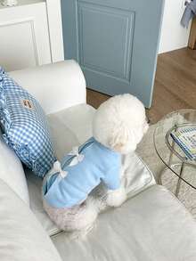 LANGXINGCS 1pc LANGXINGCS Warm Pet Hoodie, Cute Bow Patchwork Design, Versatile Autumn/Winter Warm Sweatshirt For Small/Medium Dogs & Cats, Suitable For Poodle, Teddy, Bichon Frise