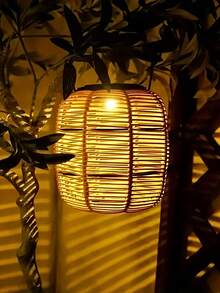 1pc IP65 Waterproof Bohemian Style Solar Lantern, Handwoven Solar Lamp, Hanging/Stake Solar Light, Balcony Outdoor Solar Light, Garden Decor Outdoor Lamp, Suitable For Patio, Terrace, Porch, Tree, Lawn, Path Decor, Christmas Decoration
