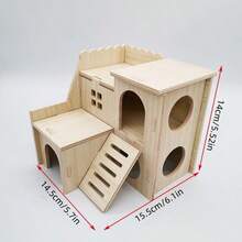 Hamster Toys, Wooden Furniture, Hamster Cage Supplies, Wooden Running Wheel, Villa Swing, Wooden Nest, Chew-Resistant Small House - Hamster House 6-piece Set - View 2