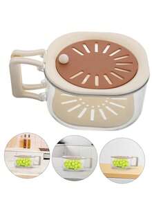 1 件旋转滤锅、厨房洗菜沥水碗、水果蔬菜清洗篮、汤滤器、水果沥水器、带手柄和沥水架的小型可折叠滤锅套装、家用迷你套装 - 彩色 - 查看 13