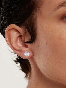 1 Paio di Orecchini a Perno in Argento Sterling 925 con Cristalli Lucenti a Cupola