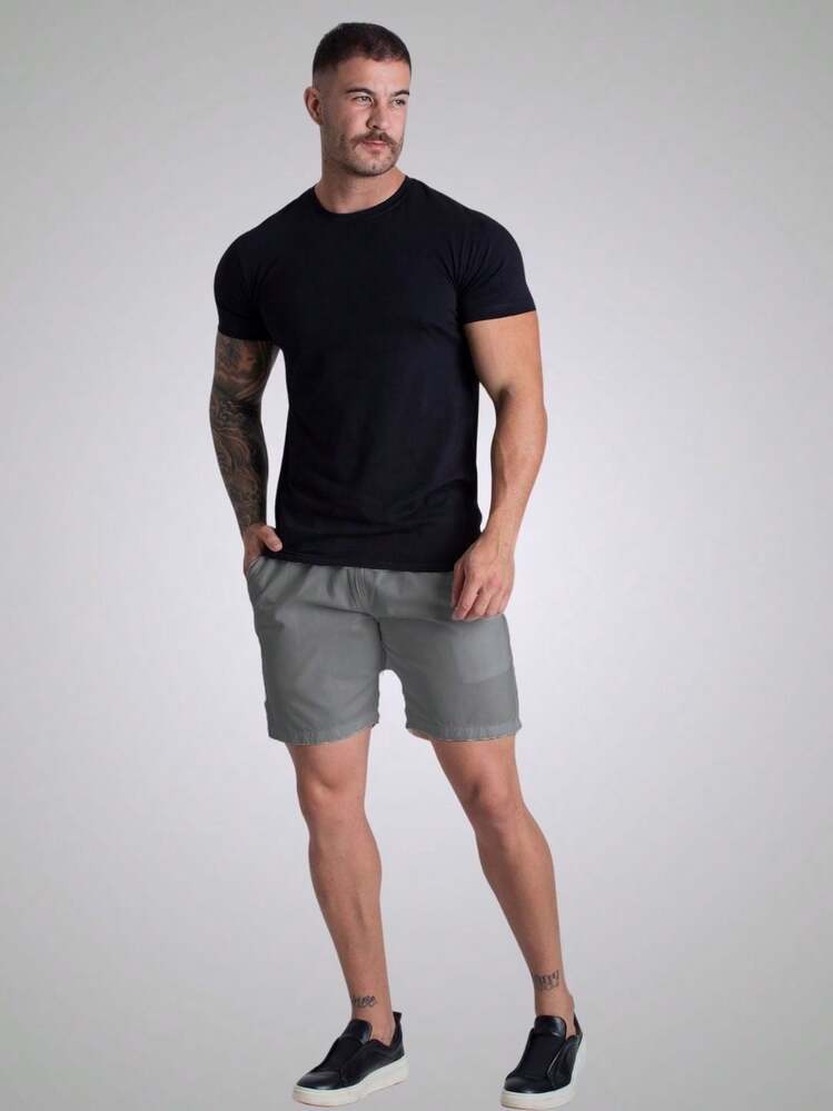 Kit 3 Shorts Masculino Mauricinho Sarja Brim Bermuda Masculina Colorida Qualidade Premium - Cinza/Bege/Preto - Visão 8