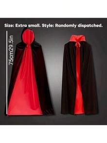 1 件黑红色双面巫师死亡斗篷万圣节表演服装