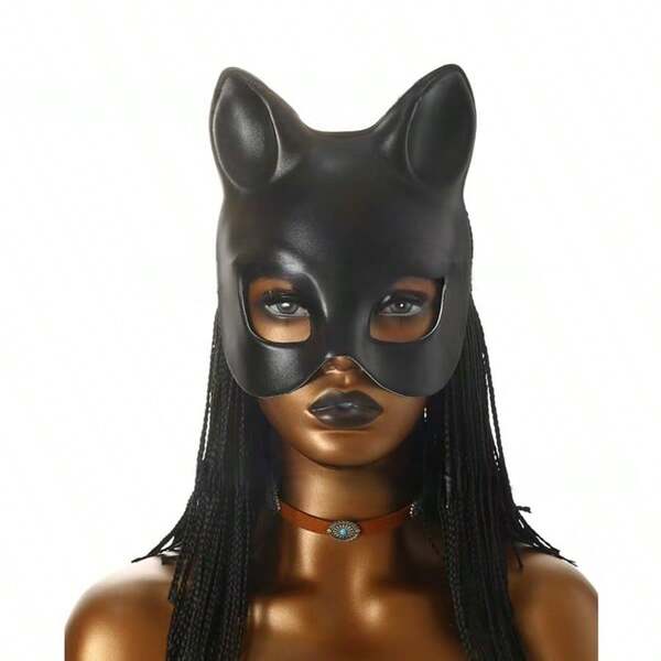 Mască de pisică sexy neagră strălucitoare în 3 stiluri - Mască - Mască de leopard - Material moale EVA, potrivire confortabilă - Potrivită pentru festivaluri, petreceri, baluri mascarate, cluburi de noapte și ocazii intime
