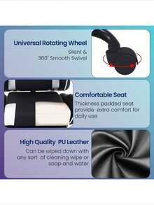 Ergonomic Racing Style Gaming Chair | Computer Desk Chair With Adjustable Lumbar Support | Breathable, Reclinable Design For Long Gaming/Work Hours - White - View 4