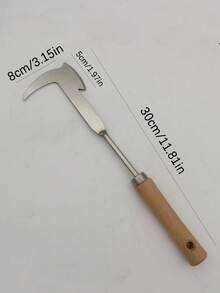 1pc L-Shaped Manual Crack Weeding Tool, Gardening Puller, Agricultural Bonsai Hand Tool - Wood Color - View 15