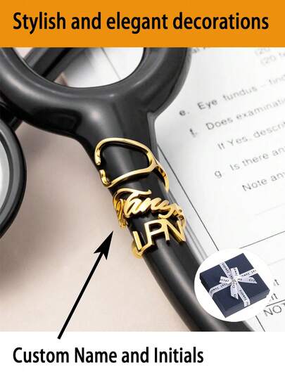 1pc Customizable Stethoscope Name Tag, Customized Stethoscope Shape With Initial ID Plate, Nurse Work Accessory, Customizable Item, Customized Keychain, Stethoscope Decoration, Customized Product, Nurse, Doctor, Medical Assistant Graduation Gift, Mother's Day, Ramadan, Birthday, Anniversary Best Personalized Gift For Her