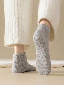 1/4 Pair Women's Thick Coral Fleece Socks With Silicone Anti,Slip Sole, Warm Indoor Home Floor Socks For Winter, Cozy Socks - Multicolor - View 10