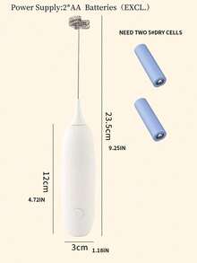 1pc Minimalist Detachable Battery-Powered Milk Frother - Black & White Portable & Easy-To-Clean Coffee/Latte Maker - Multicolor - View 5