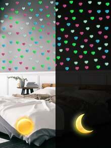100pcs/200pcs Glow In The Dark Stars, Fluorescent Wall And Ceiling Star Stickers, Make The Bedroom Twinkle Like The Night Sky, Bedroom Decorations, Home Decoration (Note!!! This Product Needs To Absorb Light Source To Glow- If You Mind, Please Don't Buy It) Wall Decor Wall Sticker Personalised Stickers