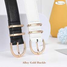2-Pack Women's Leather Belts For Jeans And Dresses Plus Size - D-黑+白 - 查看 8