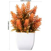 MEHELANY 4/1個仿真橘色花盆，秋季仿真植物，塑料仿真花盆，迷你仿真植物，白色花盆，適用於居家室內辦公室餐桌、農舍、浴室裝飾、庭院裝飾、禮物、花園裝飾、戶外植物、園藝、仿真花（1盆隨機） - 橘色 - 查看 6