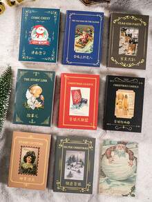 100 Sheets/Book Christmas Planner Base Material Mini Book, 8 Styles Available, Christmas New Year Scene DIY Planner Scrapbook Material Paper, Aesthetic Collage Card Material - Christmas Journal Materials - View 1
