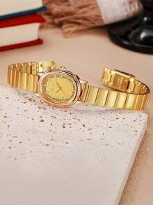 1pc/Set No Gift Box Simple Women's Square Quartz Watch, Steel Strap, Suitable For Daily Wear, Birthday, Anniversary, Halloween, Promotion And Other Holidays