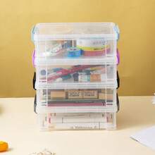Square Transparent Storage Box Multifunctional Art Supplies Jewelry Organizer Dustproof Desktop Plastic Box For Home Organizatio