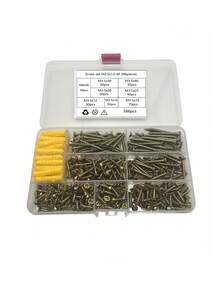 M3.5/386件套，M3.5/100件 - M5/50件，高强度锌合金自攻螺丝，平头钻头螺丝，适用于纤维板和木材 - 哑光工业五金