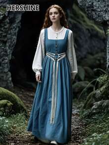 Hershine Jednoczęściowy damski pasek w stylu wikingów, sznurkowy pasek, swobodny i elegancki damski pasek w stylu wikingów, sznurkowy pasek, modny dodatek do talii w stylu retro country, styl Simia, wielofunkcyjny design, odpowiedni do codziennego noszenia w drodze do pracy o każdej porze roku, akcesoria jesienne i zimowe, akcesoria do kostiumów świątecznych i halloweenowych, dekoracja sukienki, swetra i płaszcza