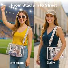 Clear Tote Bags For Women 11x5x7 - Clear Bag For Stadium Events With Inner Bag, Perfect For Sport Events Concert Work - 米色007AAB - 查看 5